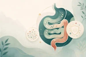 Original illustration of the digestive system with a cannabis leaf