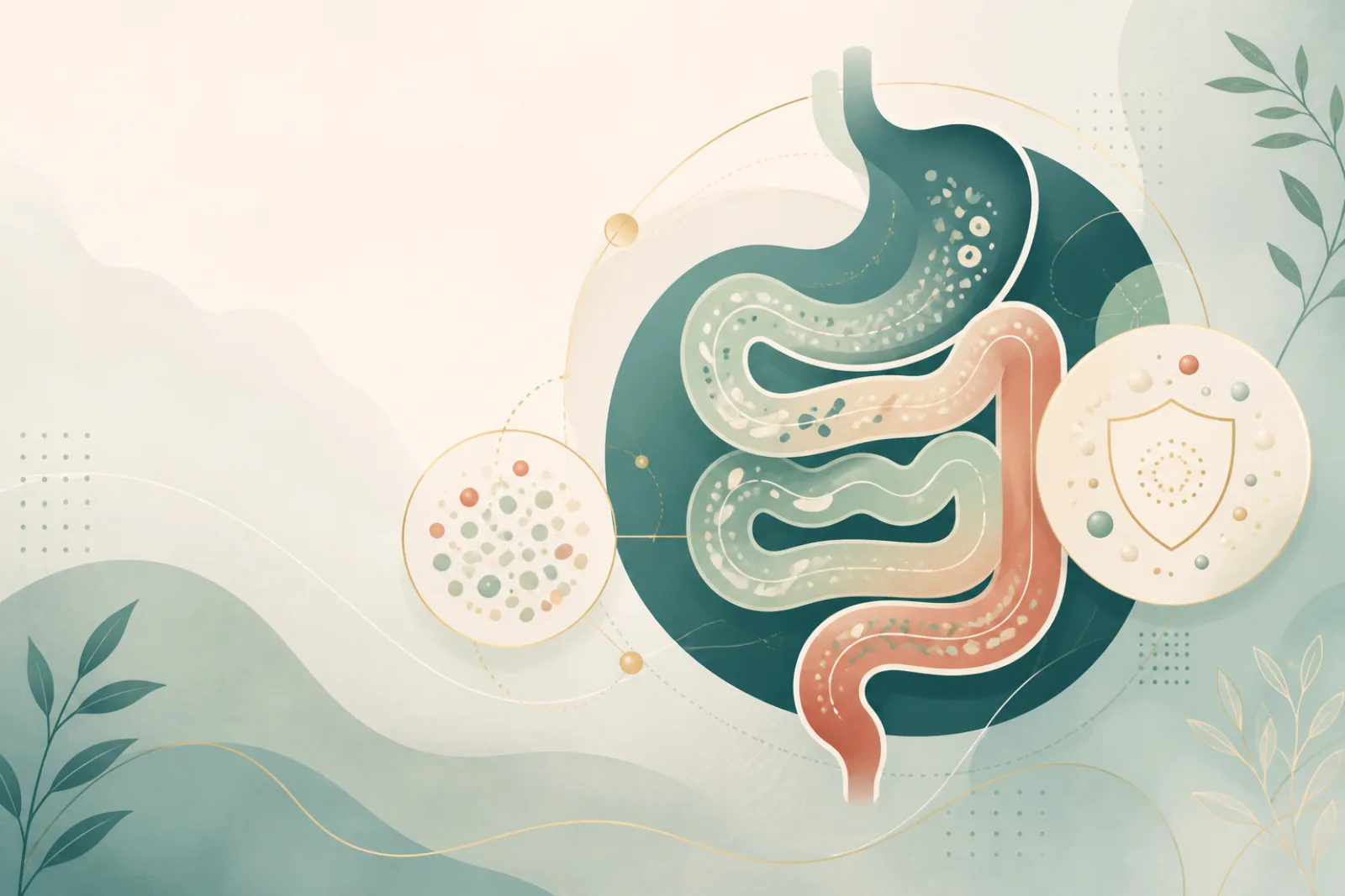 Original illustration of the digestive system with a cannabis leaf